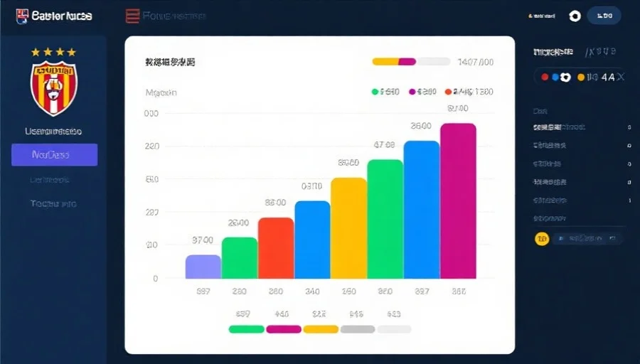 数据趋势图表展示，包含足球队伍近期积分变化和进球数，用色彩区分不同队伍
